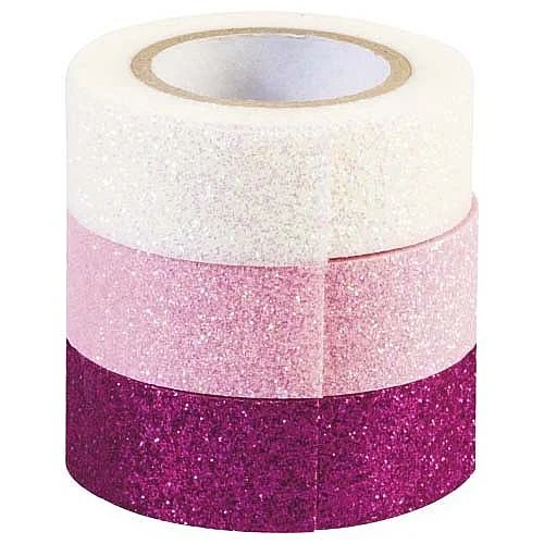 Víkendová Akce Dekorační lepicí páska Glitter set KNORR, barva bílá, světle růžová, tmavě růžová
