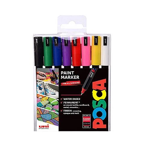 Dokud Zásoby Vydrží Sada akrylových popisovačů Posca 8 ks, 0,7 mm, mix základních barev