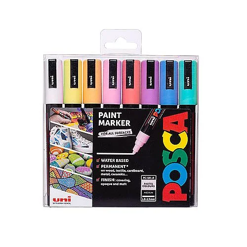 Sada akrylových popisovačů Posca 8 ks, 2,5 mm, mix pastelových barev Pouze Dnes