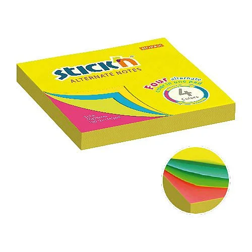 Samolepicí bloček Stick´n Alternate, 76 x 76 mm, 100 ls, neon Omezená Nabídka