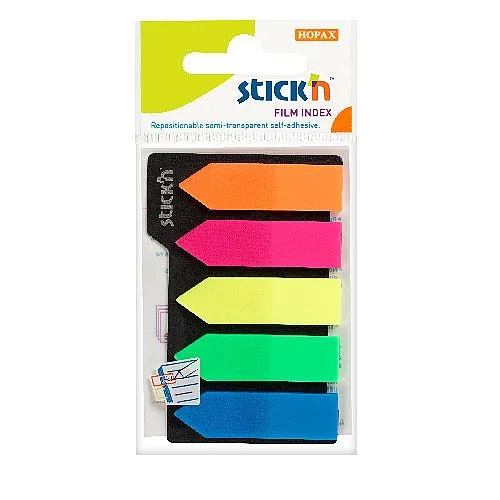 Index lístky Stick´n 45 x 12 mm šipky, 5 x 25 ls, neon mix Výhodná Nabídka