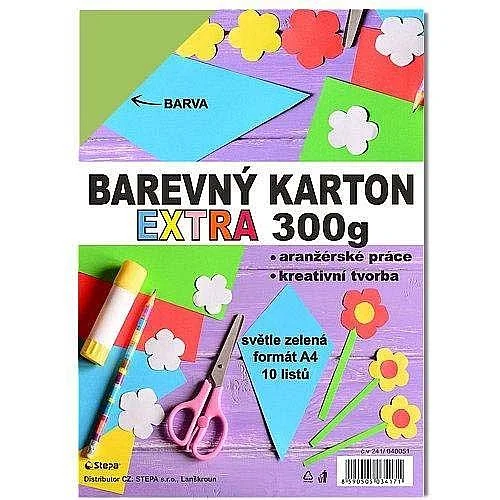 Barevný karton Extra, A4,světle zelená Nejlepší Volba