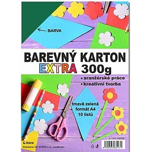 Super Cena Barevný karton Extra, A4,tmavě zelená