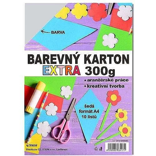Sleva Barevný karton Extra, A4,šedá