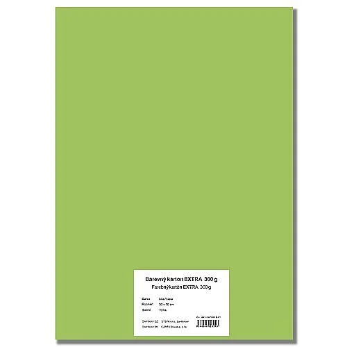 Barevný karton EXTRA 300 g, 10 listů, světle zelená, 50 x 70 cm Nejlepší Cena