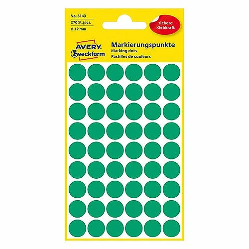 Etikety Avery pr. 12 mm, 270 ks, zelená Omezená Nabídka