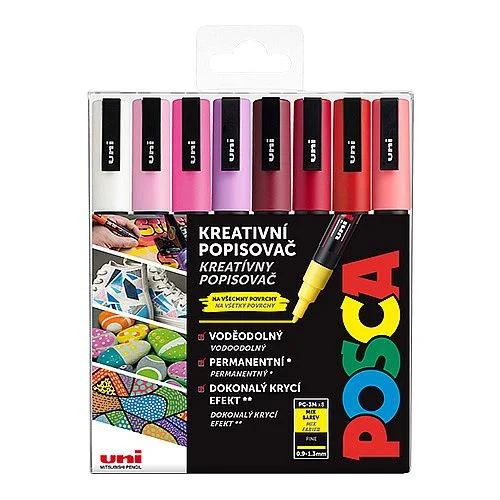 Časově Omezené Sada akrylových popisovačů Posca 8 ks, 0,9 - 1,3 mm, mix teplých tónů