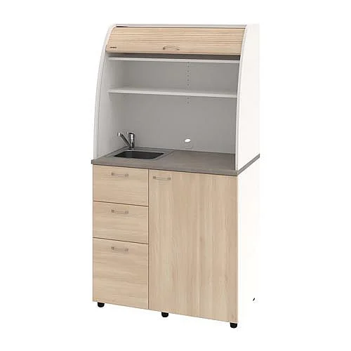 Kuchyňka s dřezem, baterií a lednicí levá KU33L, bílá/akát Objednat Nyní