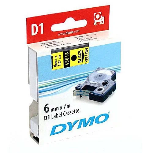 Levný Dymo páska 6mm/7 m, 43618, žlutá páska + černý tisk