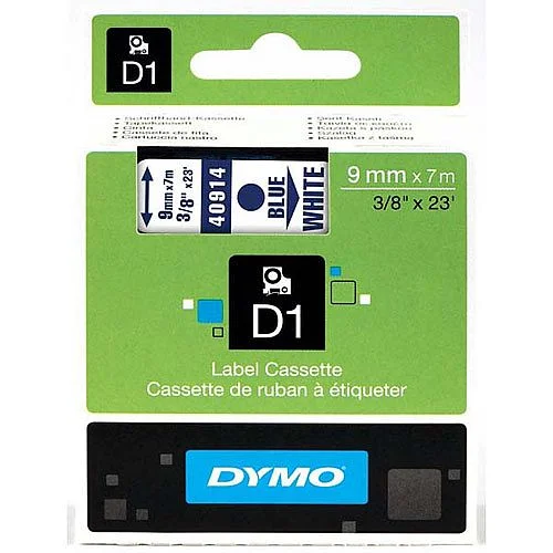 Dymo páska 9mm/7 m, 40914, bílá páska + modrý tisk Nová Kolekce