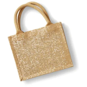 Must-Have Jutová třpytivá Taška Mini Gift,26x22x14cm,juta 98%, 6 L