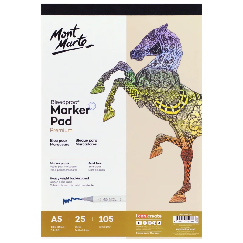 Nová Kolekce Skicovací blok pro fixy a popisovače Mont Marte PREMIUM - 105g/m2, A5 - 25 listů