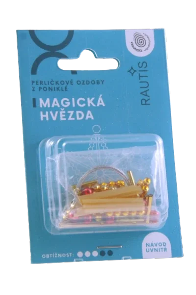 Sada na výrobu ozdoby z perliček - Magická hvězda - zlatá/topaz/červená Tovární Cena