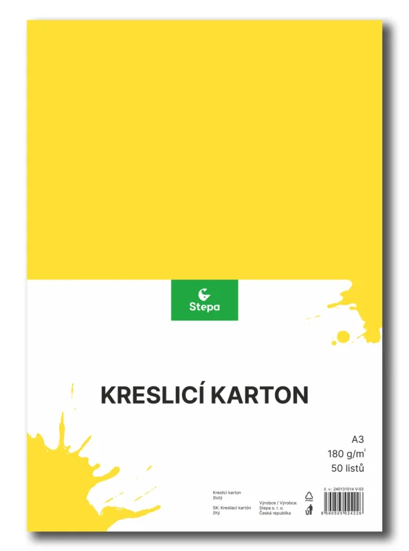 Nová Kolekce Kreslicí karton barevný A3 - 180g - 50 ks - žlutý