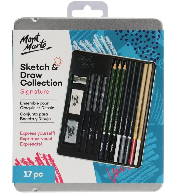 Značkový Kreativní sada na kreslení Mont Marte, č.0033, 17 ks, kovový box