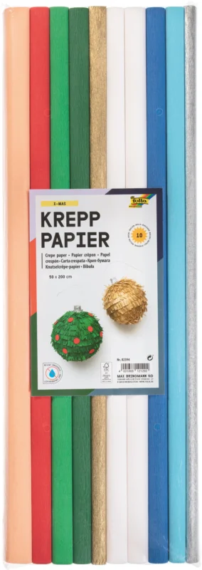 Krepový papír - sada - 10 rolí - VÁNOCE Sezónní Sleva