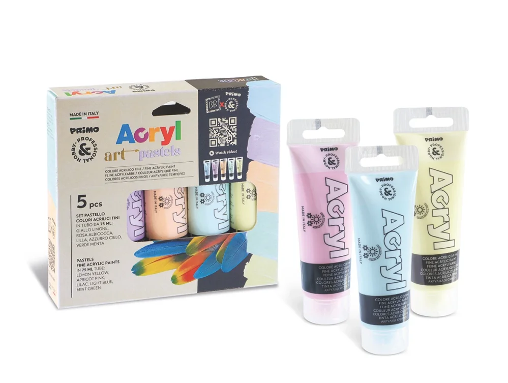 Akrylové barvy PRIMO PASTEL - sada 5 × 75 ml Akční Nabídka