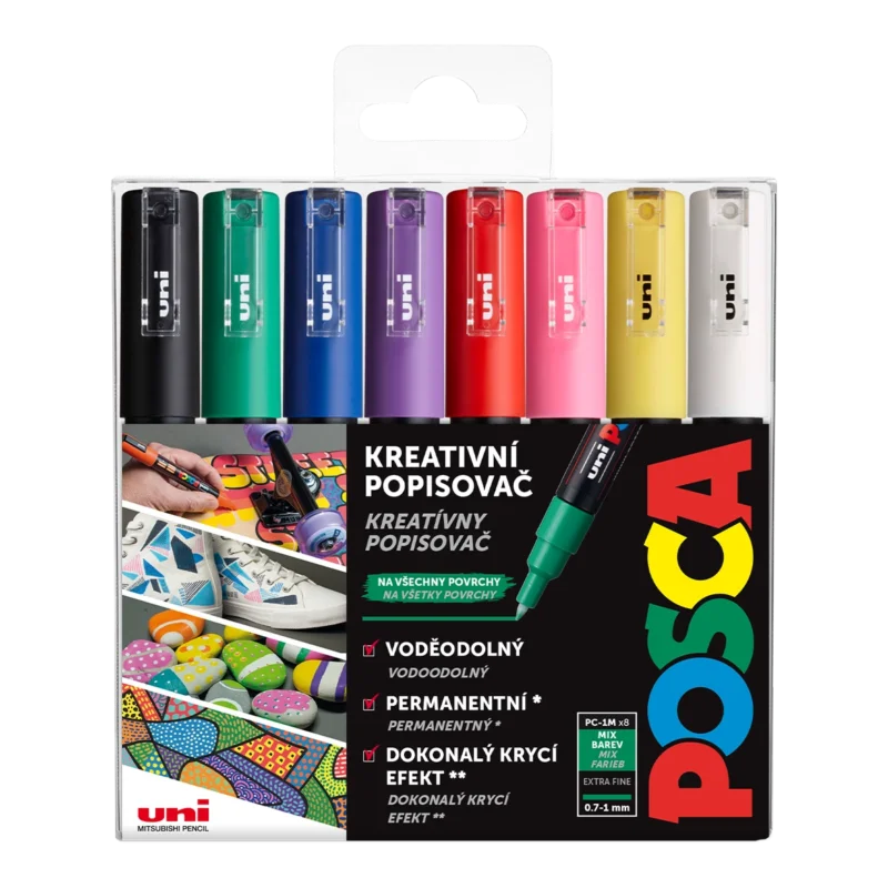 Super Cena Akrylové popisovače POSCA, PC-1M, 0,7–1 mm - 8 barev