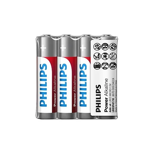 Philips - baterie tužková Power Alkaline LR03P4F/10, AAA, 1.5 V - 4 ks Výprodej