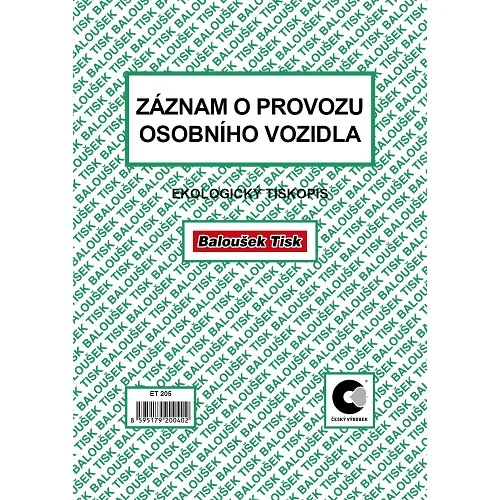 Přímo Od Výrobce ET205 - Záznam o prov. osobního vozidla A5 (stazka)