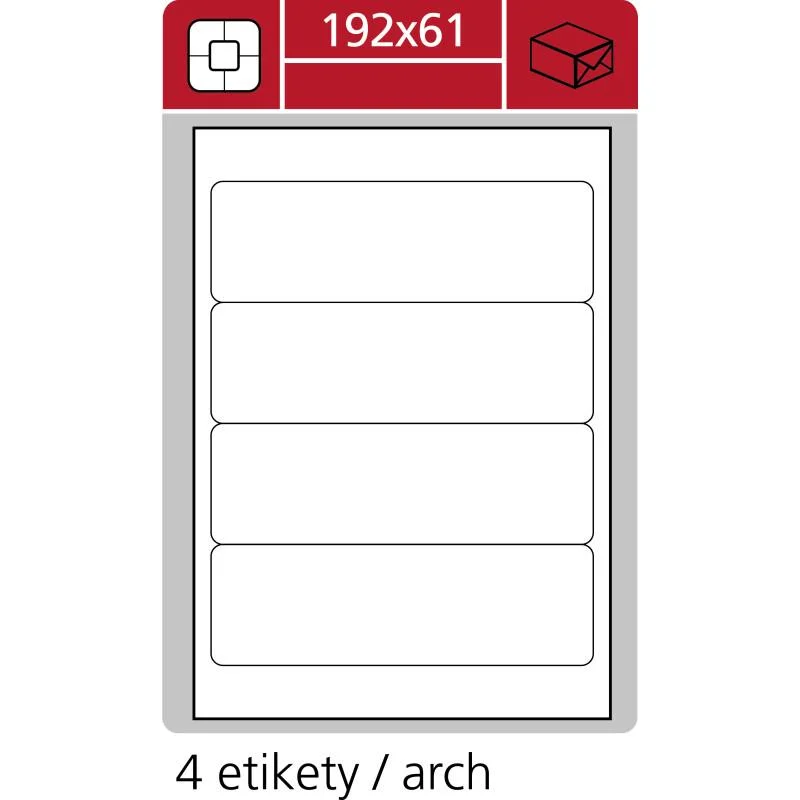 Nakupujte Hned Print etikety A4 pro laserový a inkoustový tisk - 192 x 61 mm(4 etikety / arch )vhodné na pořadače hřbet 7 cm