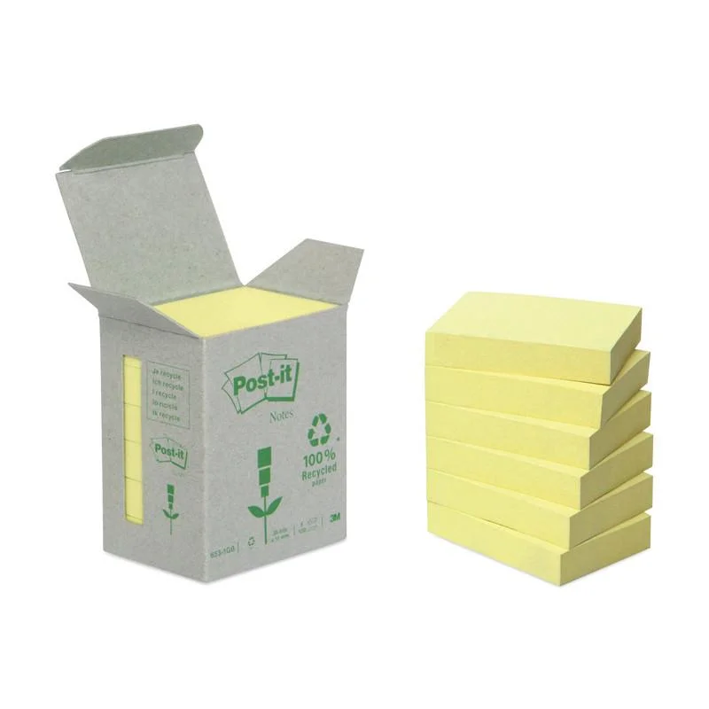 Samolepící bločky Post-it recyklované - 76 x 76 mm / žlutá / 6 x 100 lístků Nakupujte Hned