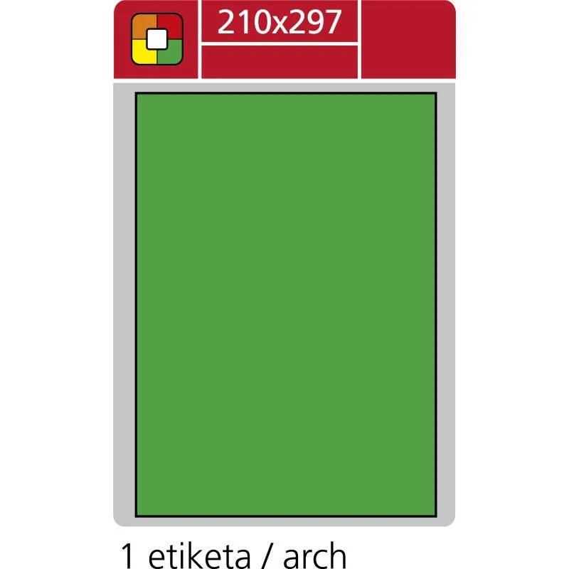 Cenový Hit Print etikety A4 pro laserový tisk - fluorescentní - 210 x 297 mm (1 etiketa / arch)fluorescentní zelená