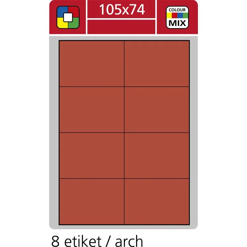 Super Cena Print etikety A4 pro laserový a inkoustový tisk - 105 x 74 mm (8 etiket/ arch) červená