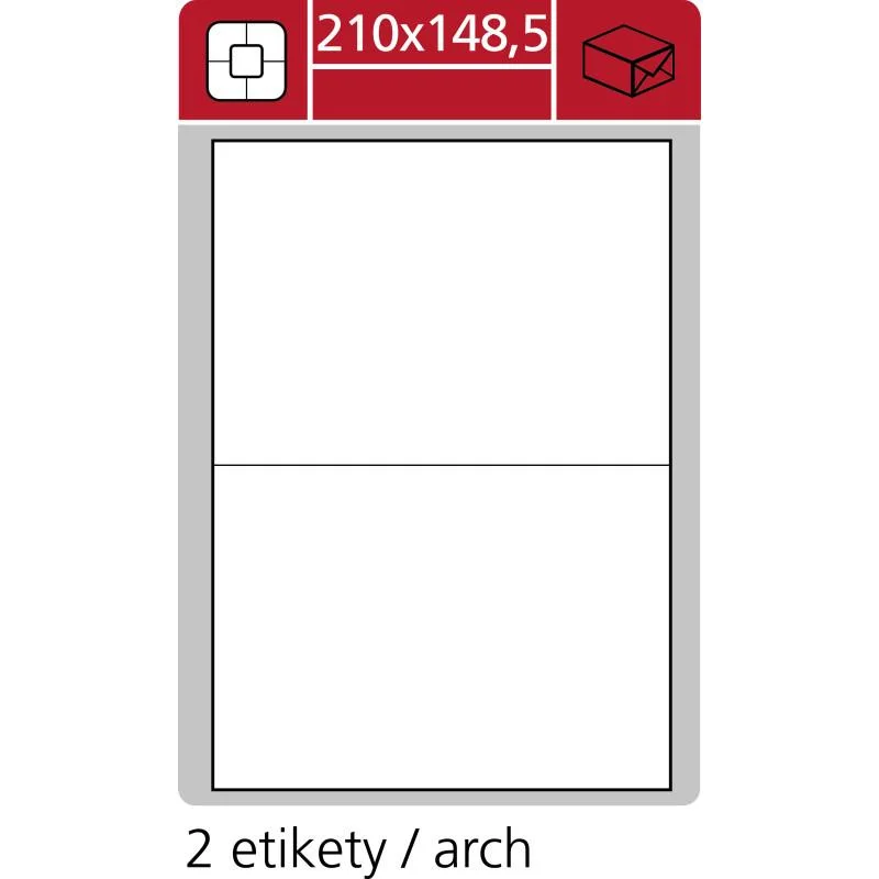 Print etikety A4 PLUS pro laserový a inkoustový tisk - 210 x 148,5mm (2 etikety / arch) Autentický