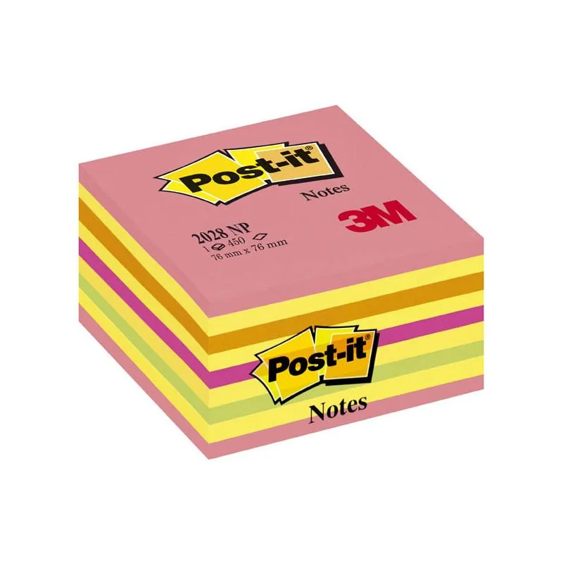 Samolepicí bločky Post-it kostky - růžová, žlutá, oranžová, zelená / 450 lístků Výprodej