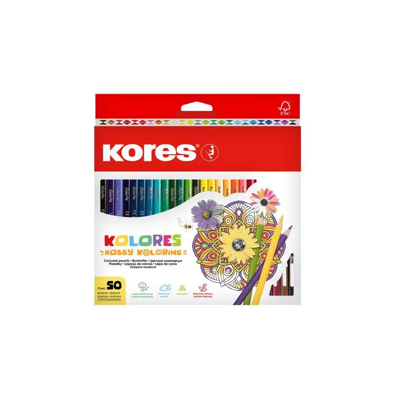 Nejlepší Cena Pastelky trojhranné Kores Mandalas - 50 barev