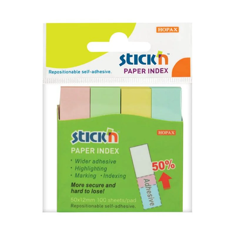 Samolepicí záložky Hopax- 12 x 50 mm / 4 x 100 lístků / pastelové barvy Sleva