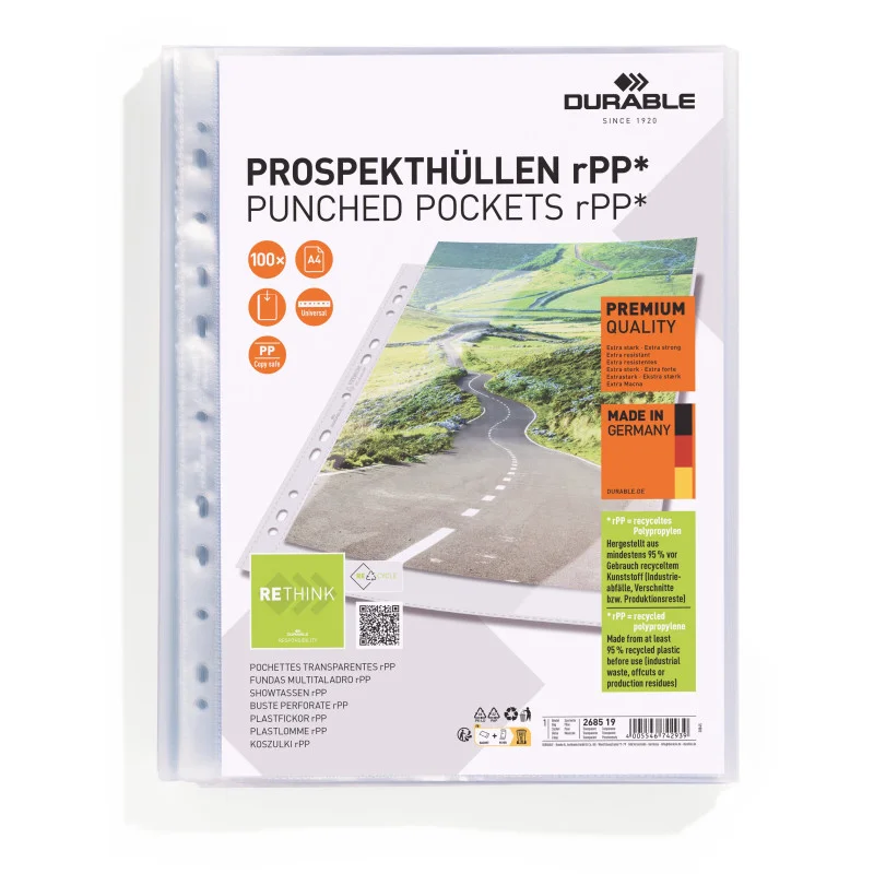 Závěsný obal A4 Durable Premium RECY - 80 my / 100 ks Tovární Cena