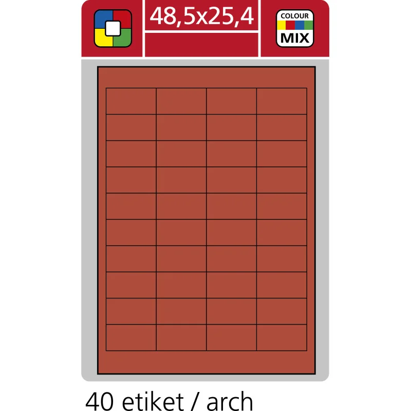 Print etikety A4 pro laserový a inkoustový tisk - 48,5 x 25,4 mm (40 etiket / arch) červená Tovární Cena
