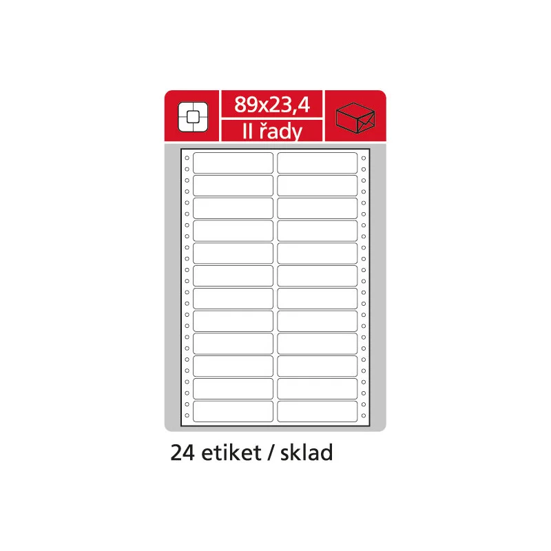 Tabelační etikety s vodící drážkou - 89 x 23,4 mm dvouřadé 12000 etiket / 500 skladů Nová Kolekce