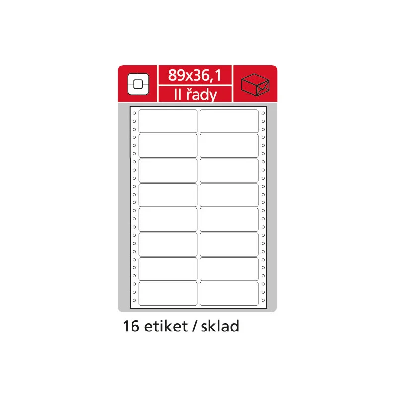 Nejlepší Cena Tabelační etikety s vodící drážkou - 89 x 36,1 mm dvouřadé 8000 etiket / 500 skladů