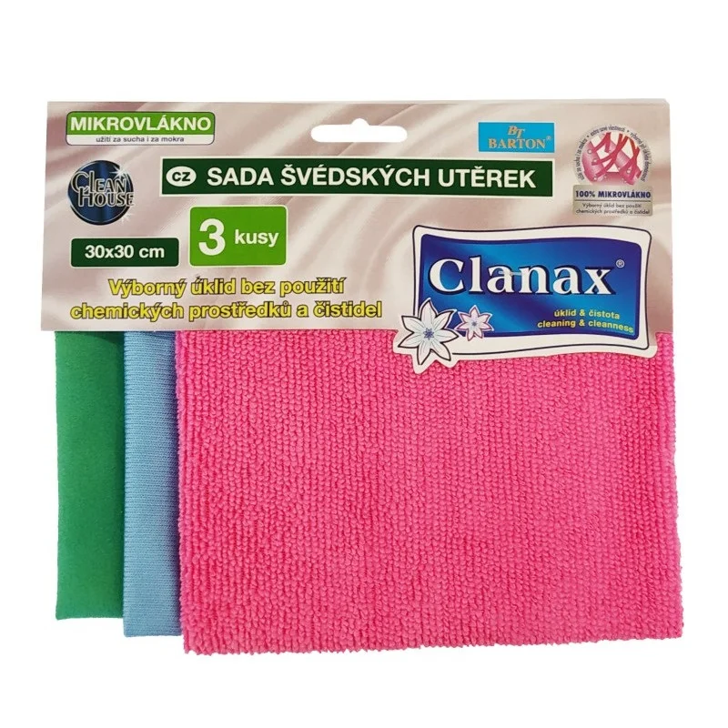 Švédské utěrky Clanax z mikrovlákna - 30 x 30 cm / 3 ks Top Prodej