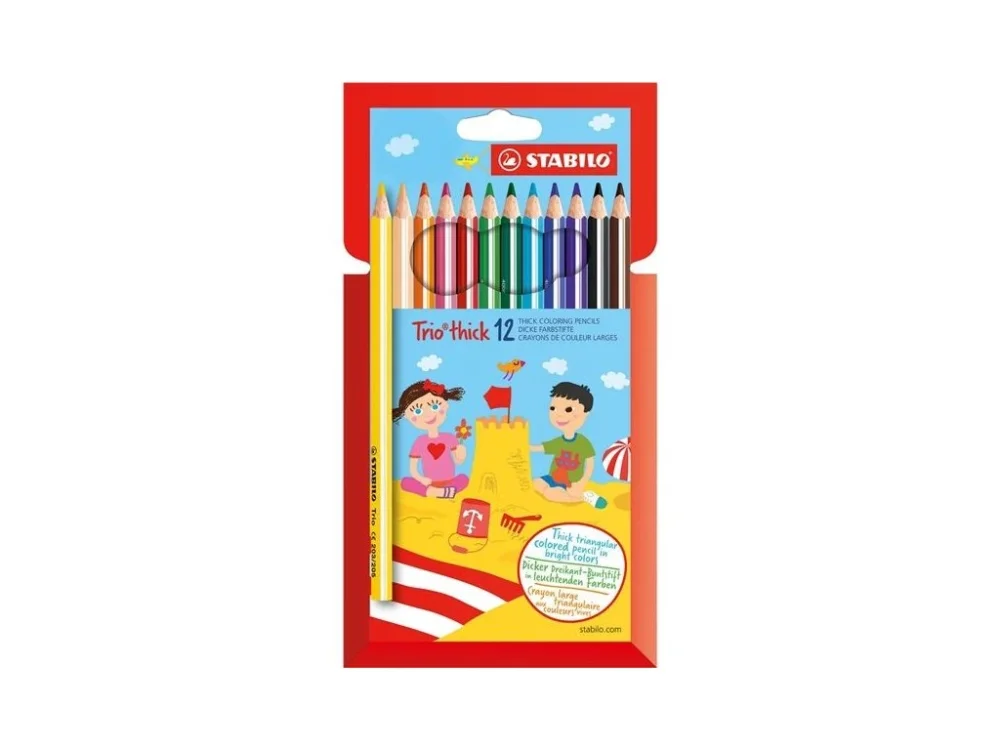 Pastelky Stabilo Trio® thick, trojhranné, 12 barev Originální