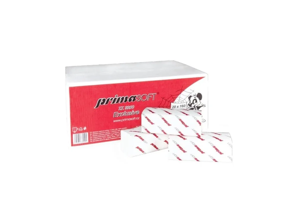 Skládaný papírový ručník Primasoft - 2vrstvé, bílé, 3200ks Koupit Online