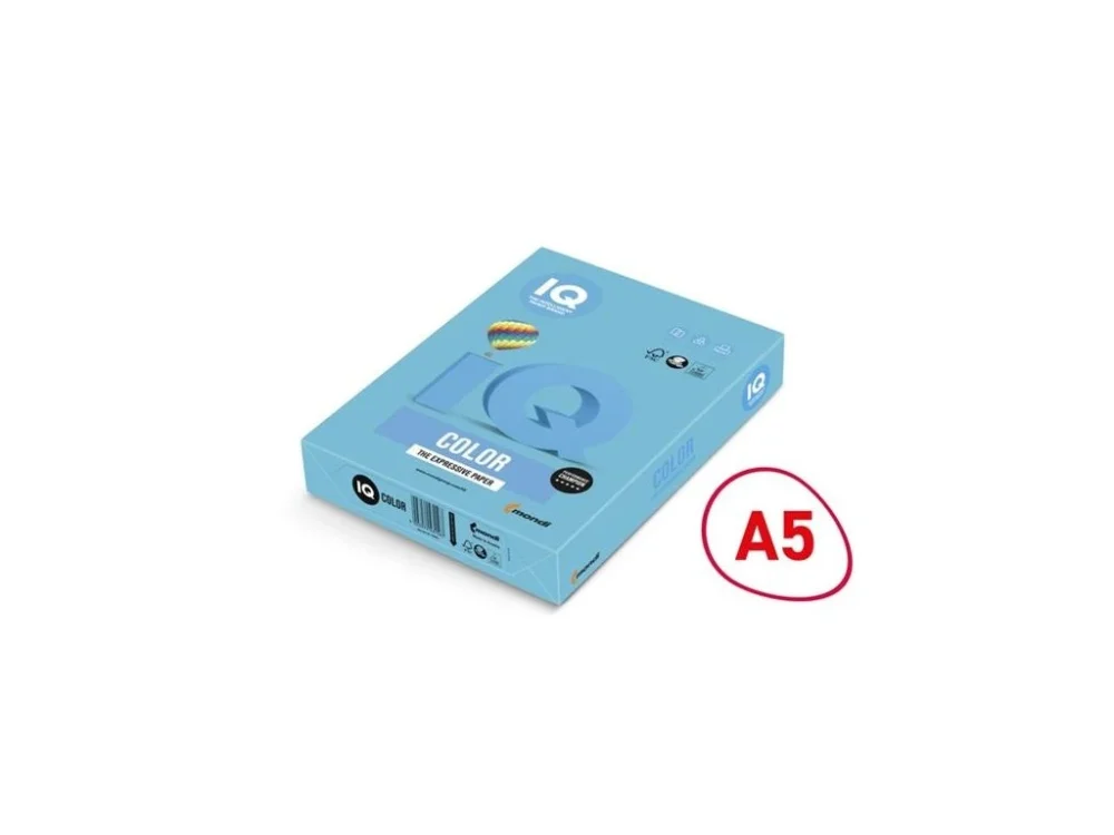 Vysoce Kvalitní Barevný papír IQ Color A5-AB48, azurově modrá, 80 g/m2, 500l.