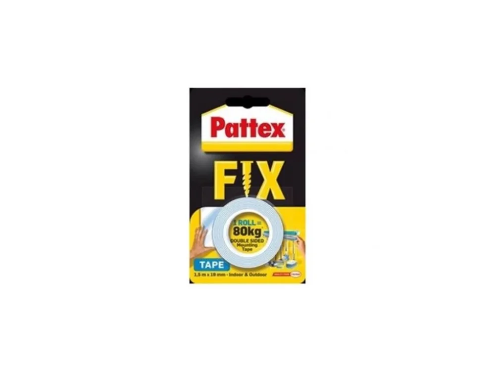Montážní páska Pattex FIX - oboustranná, Standard, 80 kg, 19 mm x 1,5 m Cenově Výhodný