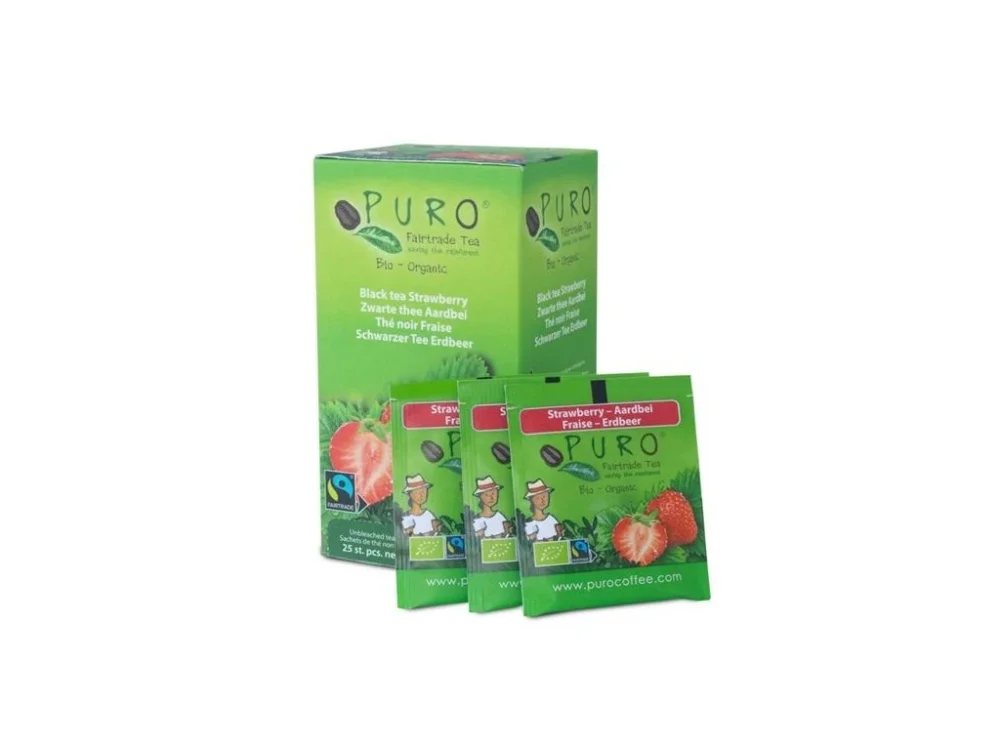 Černý čaj Puro - jahoda, Fair trade, 25x 1, 5 g Koupit Online
