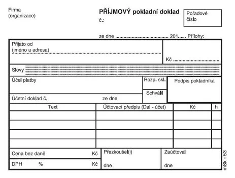 příjmový pokladní doklad NCR č.53, 2x50 listů Jen Po Omezenou Doba