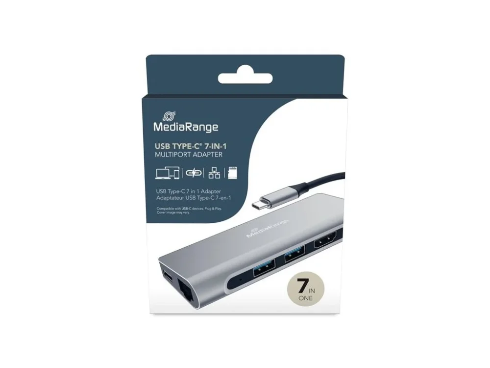 Adaptér MediaRange Multi Port USB-C, 7-in-1 Sleva