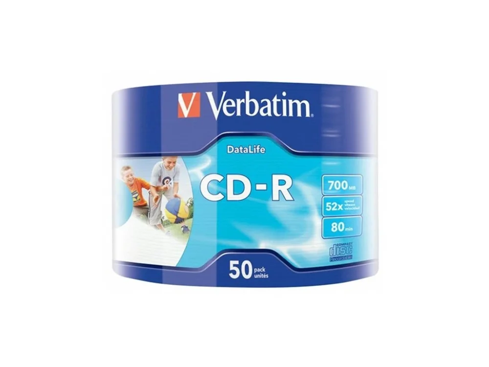 CD-R Verbatim Printable, cake box, 700 MB, 80 min., 50 ks Značkový