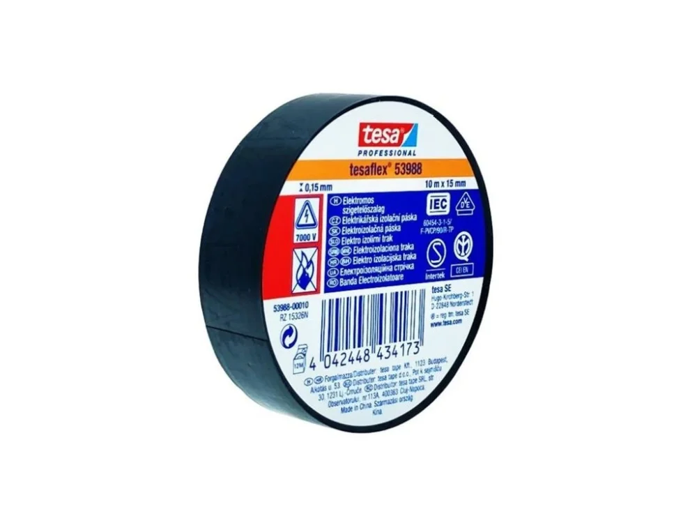 Izolační páska Tesa, PVC, černá, 15 mm x 10 m Cenově Výhodný