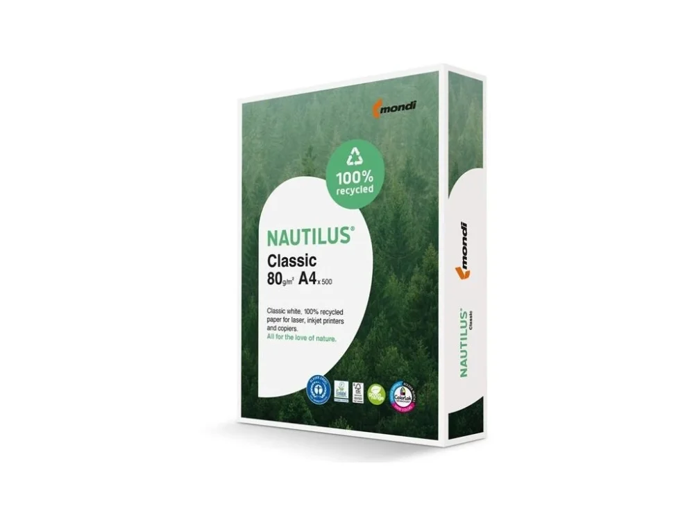 Kancelářský recyklovaný papír A4 Nautilus Classic – 80 g/m², 500 listů Časově Omezené
