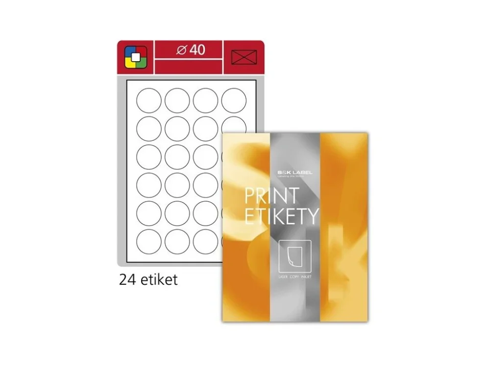 Kulaté etikety SK Label, různý průměr a počet Sleva