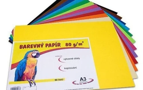Papír barevný A3, 80g, mix 12barev, 60listů Dokud Zásoby Vydrží