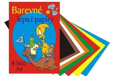 Papír barevný A4, 80g, lepicí, mix barev, 8listů Levný
